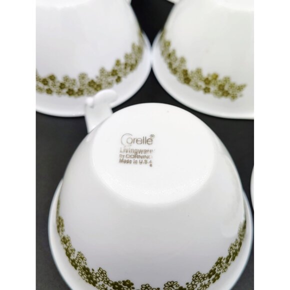 Coffee Cups Spring Blossom Green Crazy Daisy Corning Ware Vintage Lot of 7 - Picture 9 of 13